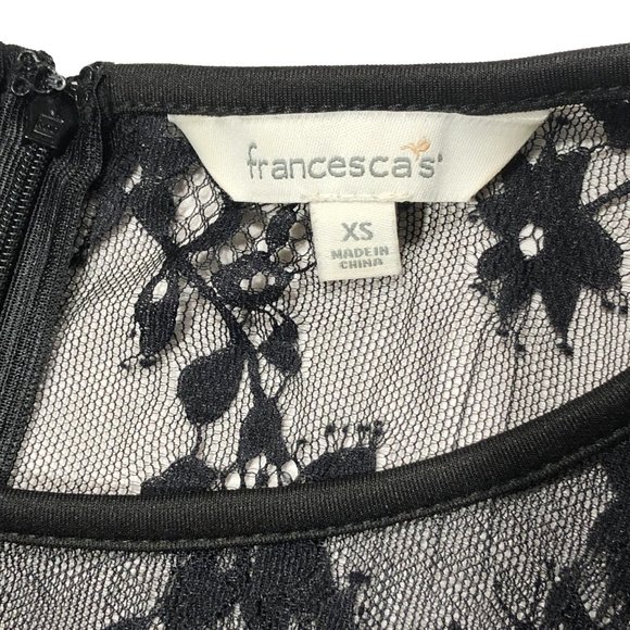 Francesca's Womens Size XS Black Sheer Lace Mesh Fit Flare Lined Dress - Picture 5 of 9
